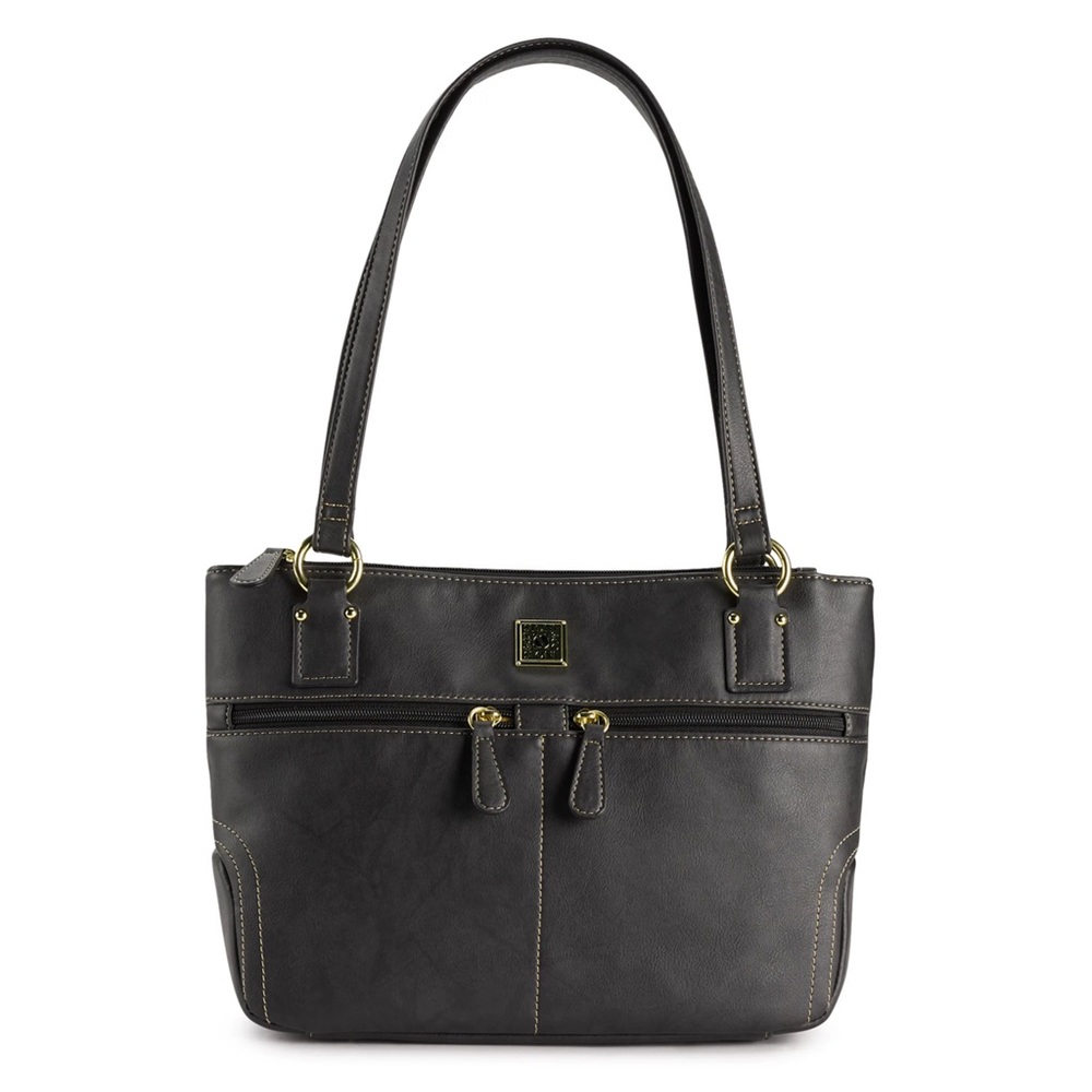 Stone & Co. Crunch Leather Tote Bag with Crossbody Strap in Black - Picture 4 of 6